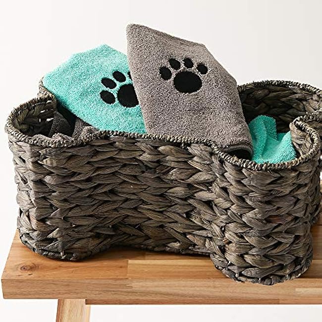 Bone Dry Pet Grooming, Embroidered Microfiber Towel Drying Collection, 15x30, Aqua-5mOxqSsl