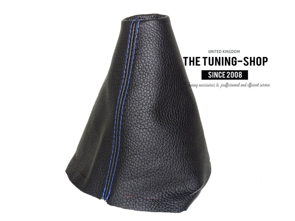 The Tuning-Shop for Mazda 3 2009-13 Shift Boot Black Genuine Leather Blue Stitching