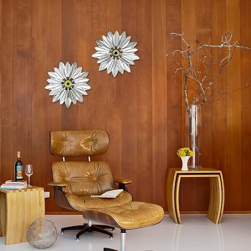 Miniatura 7 de YEAHOME Arte de pared de metal de granja bohemia, juego de 2 piezas de 28 cm de decoración de pared galvanizada para dormitorio y exterior