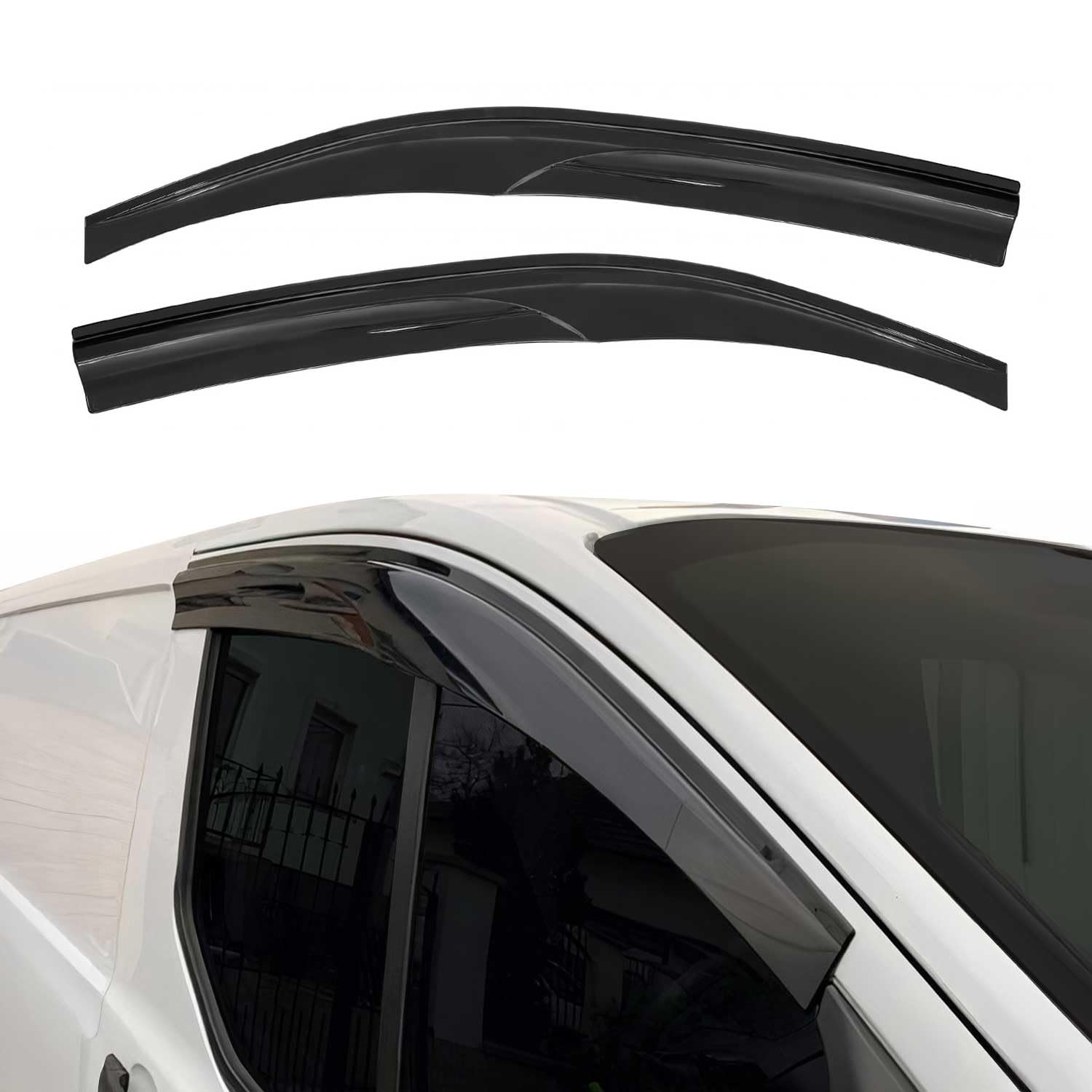 OMAC Deflectores Aire Compatible con Ford Transit Tourneo Custom 2013-2022 Acrílico Dunkel 2X