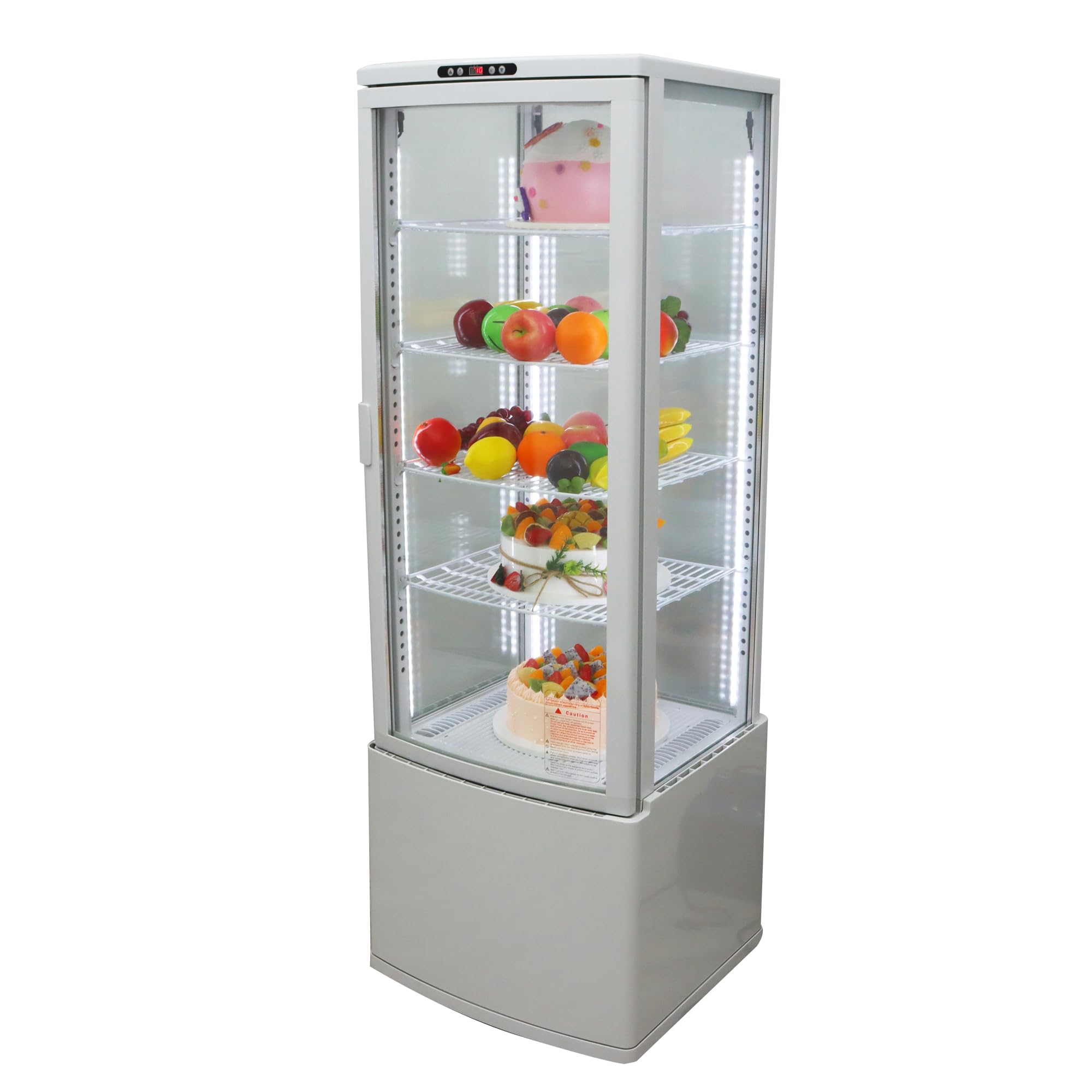 HQHAOTWU Cake Display Cabinet Commercial Glass Refrigerated Showing Case Beverage Cake Fruit Cooling Showcase with LED Lighting
