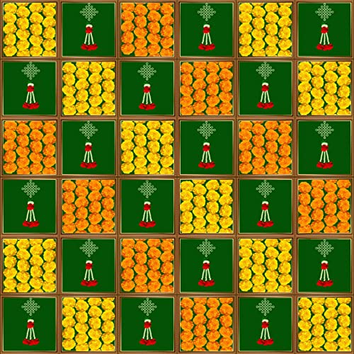 Image of varalakshmi Background| Backdrop Cloth for Decoration Green Backdrop with Orange & Yellow Flowers,8 X 5 Feet | Pooja Backdrop | Lakshmi puja backdrops