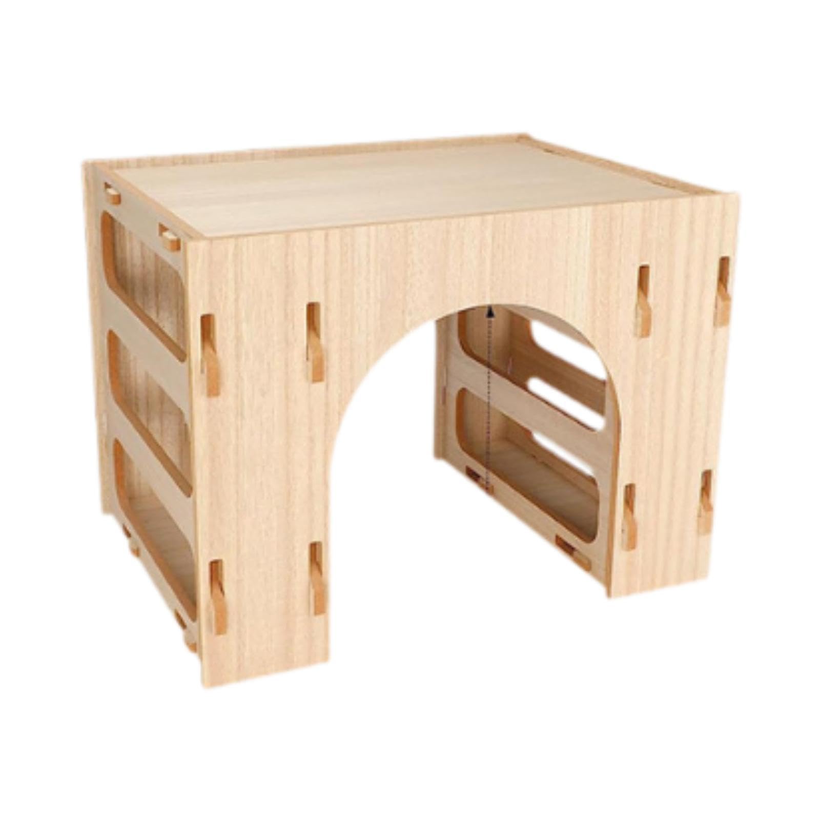 Donateur de Chauffage en Bois pour Lapins, Maisonnette pour Hamsters, Jouets D'enrichissement Interactifs, Mangeoire, Râtelier à Foin pour Lapins,