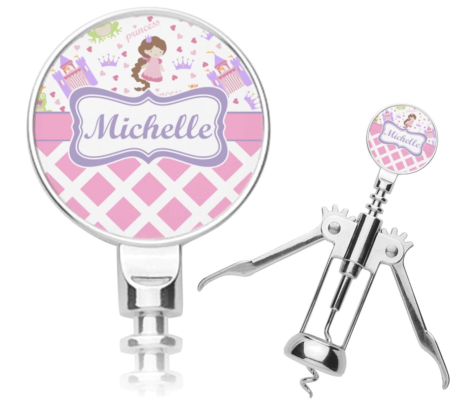Personalized Princess & Diamond Print Corkscrew