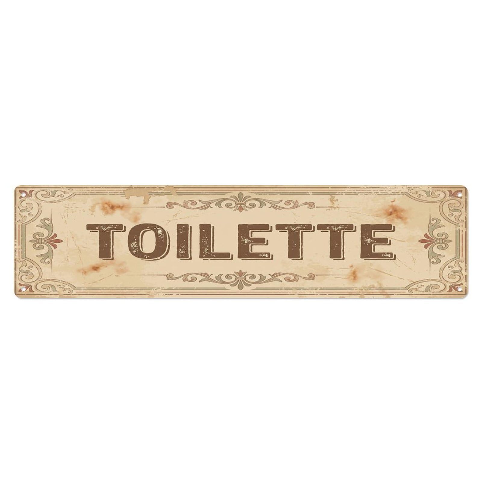 Shabby Warm Cottage Washroom Toilet(WC) Door Metal Tin Sign Plaque Wall Decor for Cafe, Club Bar, Office, Home Garden Metal Poster 4x16Inch