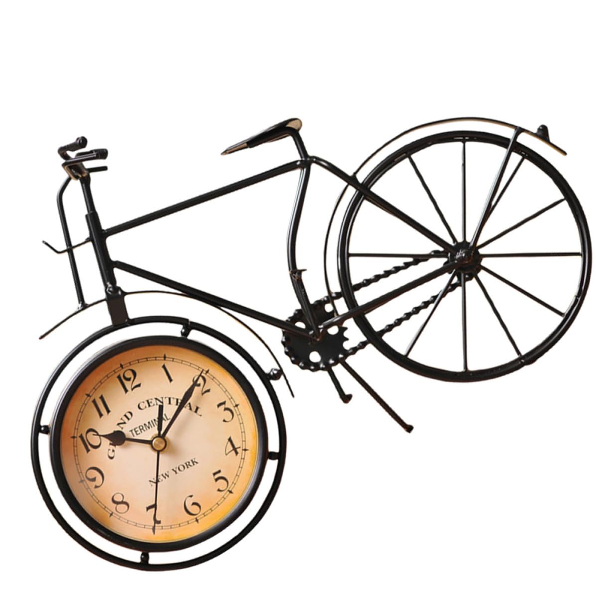 Reloj Silencioso de Metal Negro con Diseño de Bicicleta Creativa de Alta Resistencia