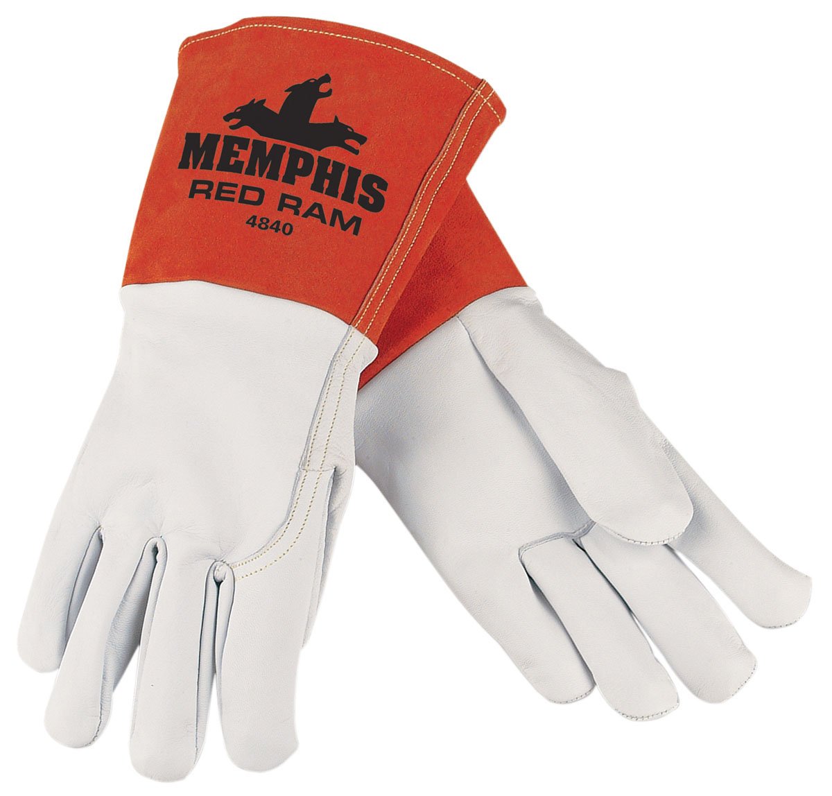 Seguridad MCR 4840 X L rojo Ram calidad grano MIG/TIG soldador guantes piel de cabra con 12,7 cm color marrón Split Bell vaca puño, amarillo, XL, 1 par por seguridad MCR