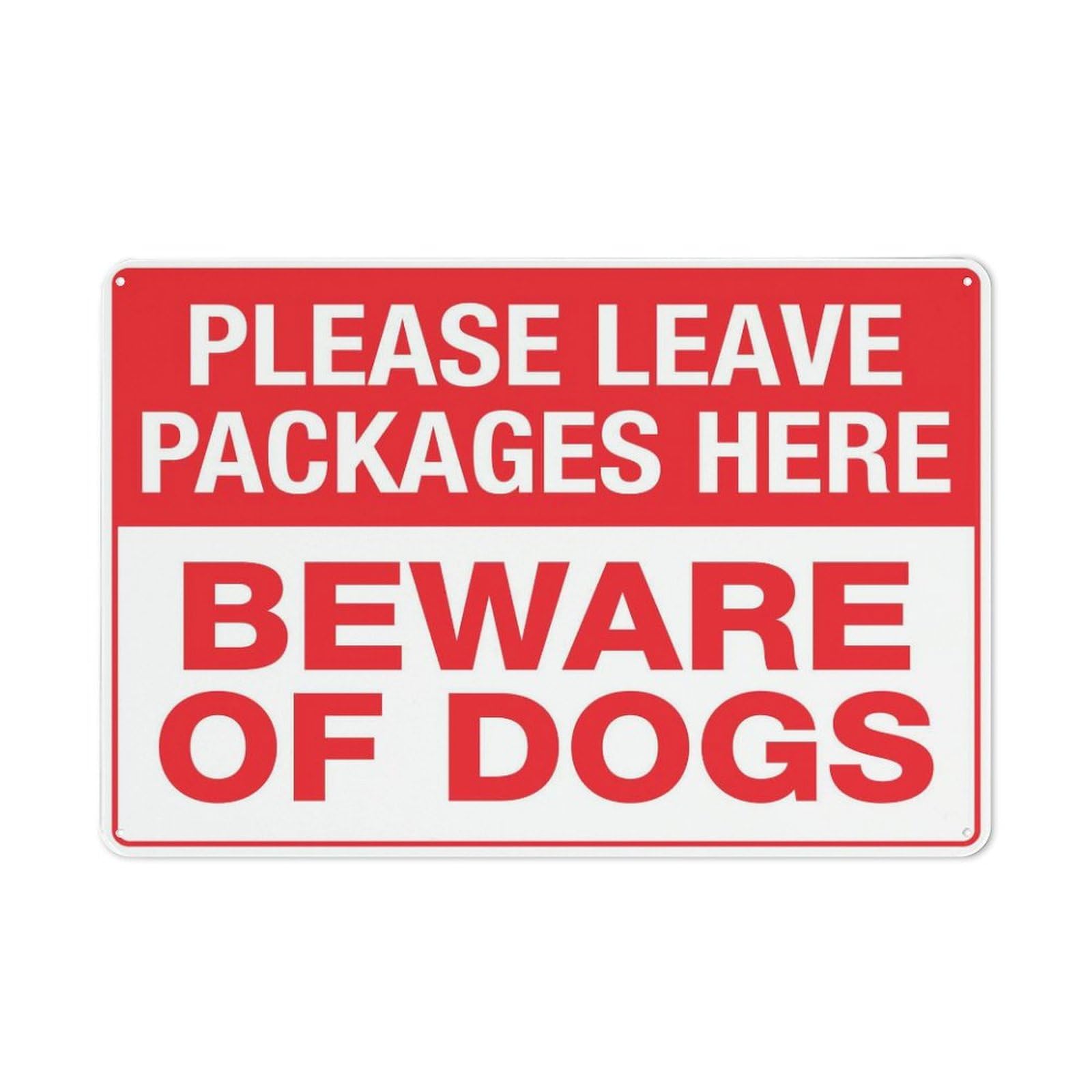 Xewazd A2018 Please Leave Packages Here Beware Of Dogs Rustic 8"X12" Metal Tin Sign - Outdoor & Home Wall Decor For Cafe, Bar & Kitchen