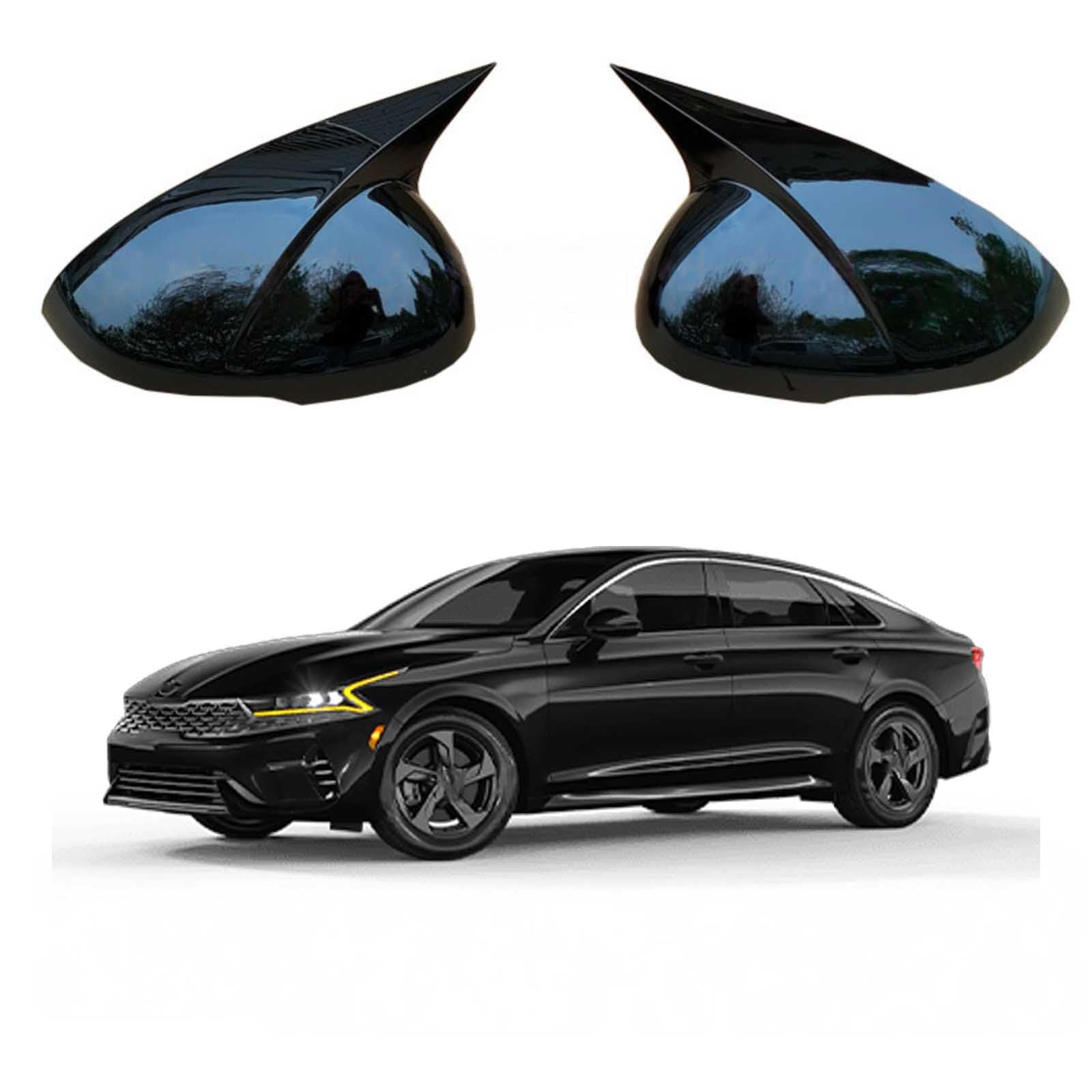 PAPEP Door Mirror Cover Caps for Kia K5 2021 Glossy black, Left Right Side Wing Rearview Mirror Cover Lid 2 Pieces Exterior Styling Accessory