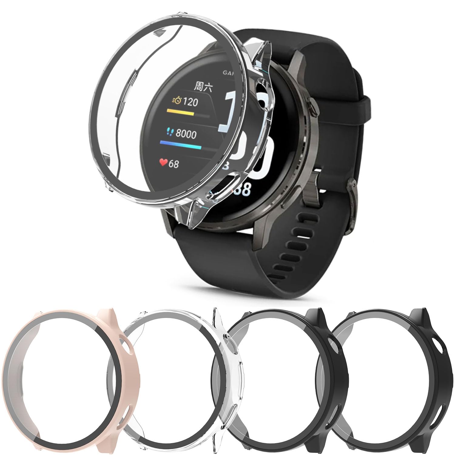 [4-pak] Etui z osłoną ekranu ze szkła hartowanego, kompatybilne z Garmin Venu 4 45 mm, pełne pokrycie ochronne twarde etui z poliwęglanu osłona twarzy do Venu4 45 mm