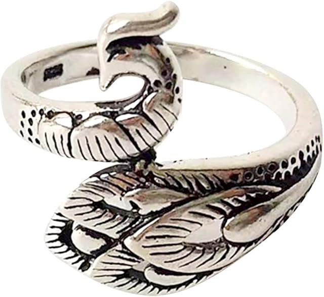 Goosuny Yarn Ring Adjustable Knitting Ring Braided Loop Crochet Loop Peacock Open Finger Ring Women Ring Silver Gold Rings Yarn Guide Finger Holder for Faster Knitting