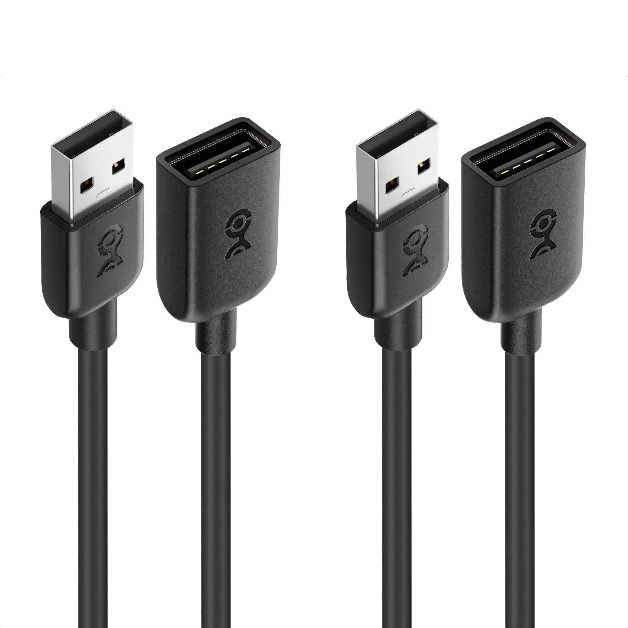 Cable Matters 2-Pack Long USB Extension Cable - 10ft, Male to Female USB Extender Cable, USB2.0 Extension Cord, 480Mbps, Black