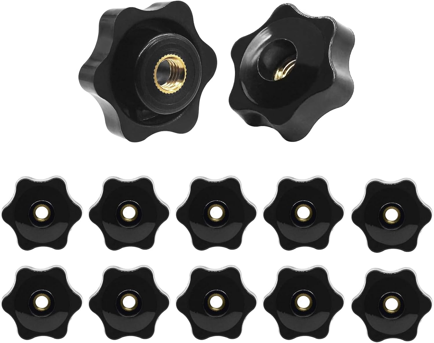 DAIRYCOF Star knob Shape knurled Clamping Nuts Black Plastic Screwon