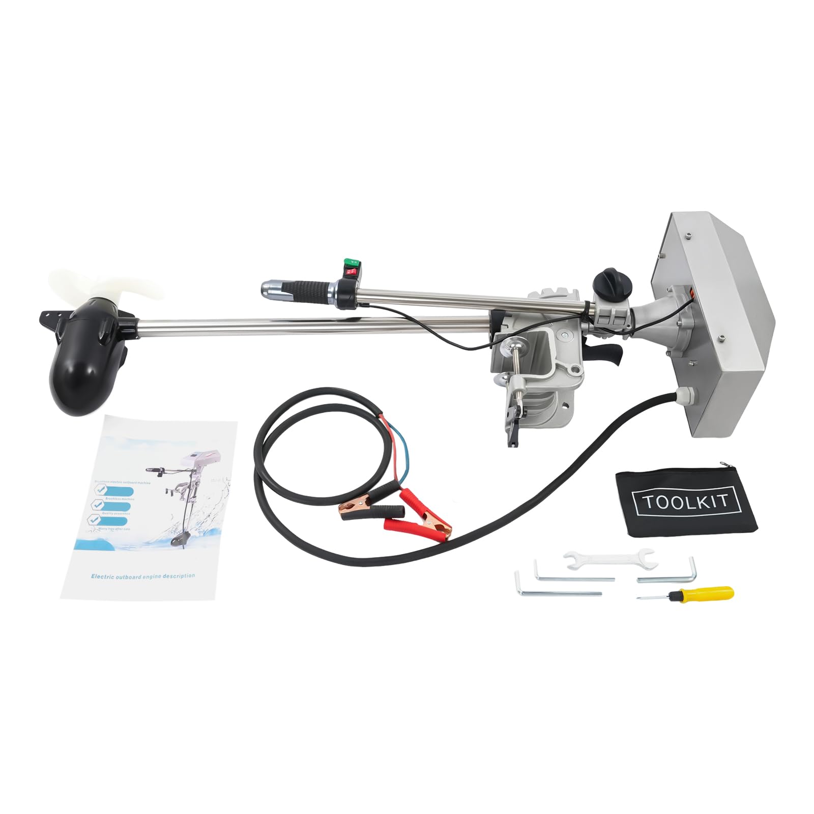 Genérico Motor fueraborda eléctrico 1500W, 12V/24V, sin escobillas, Velocidad máxima 4200rpm, Pantalla LED, Velocidad Variable, Marcha adelante/atrás, para Barcos de Pesca