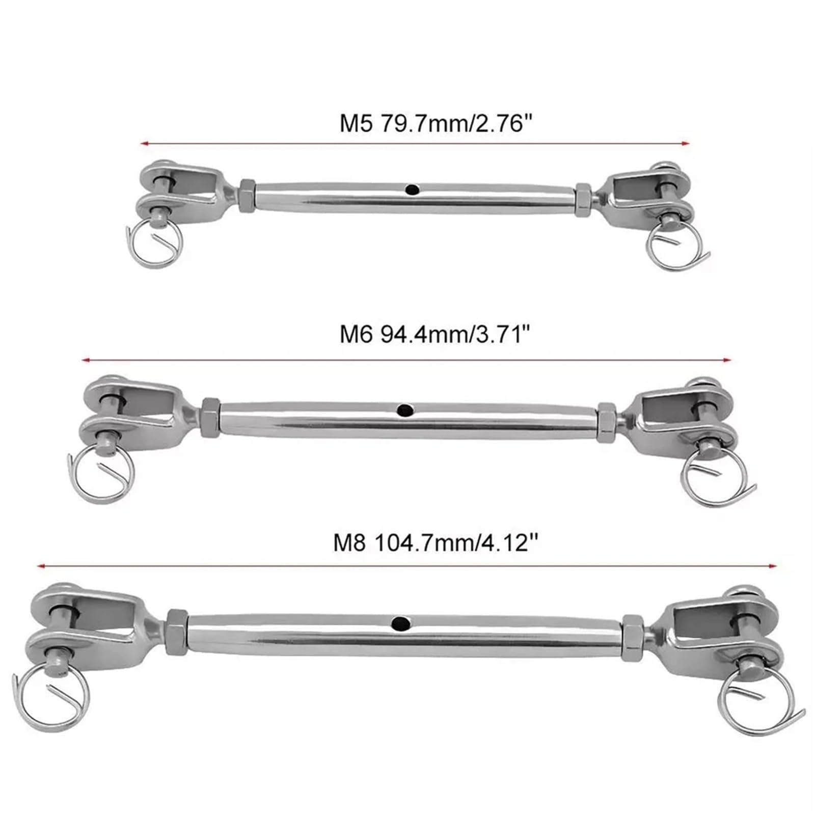 Tenditore Acciaio 5 Pz 316 Rigging in Acciaio Inox M5 M6 M8 Chiuso Mandibolare Tenditore Bulloni Viti di Fissaggio in Acciaio Inox(M5)