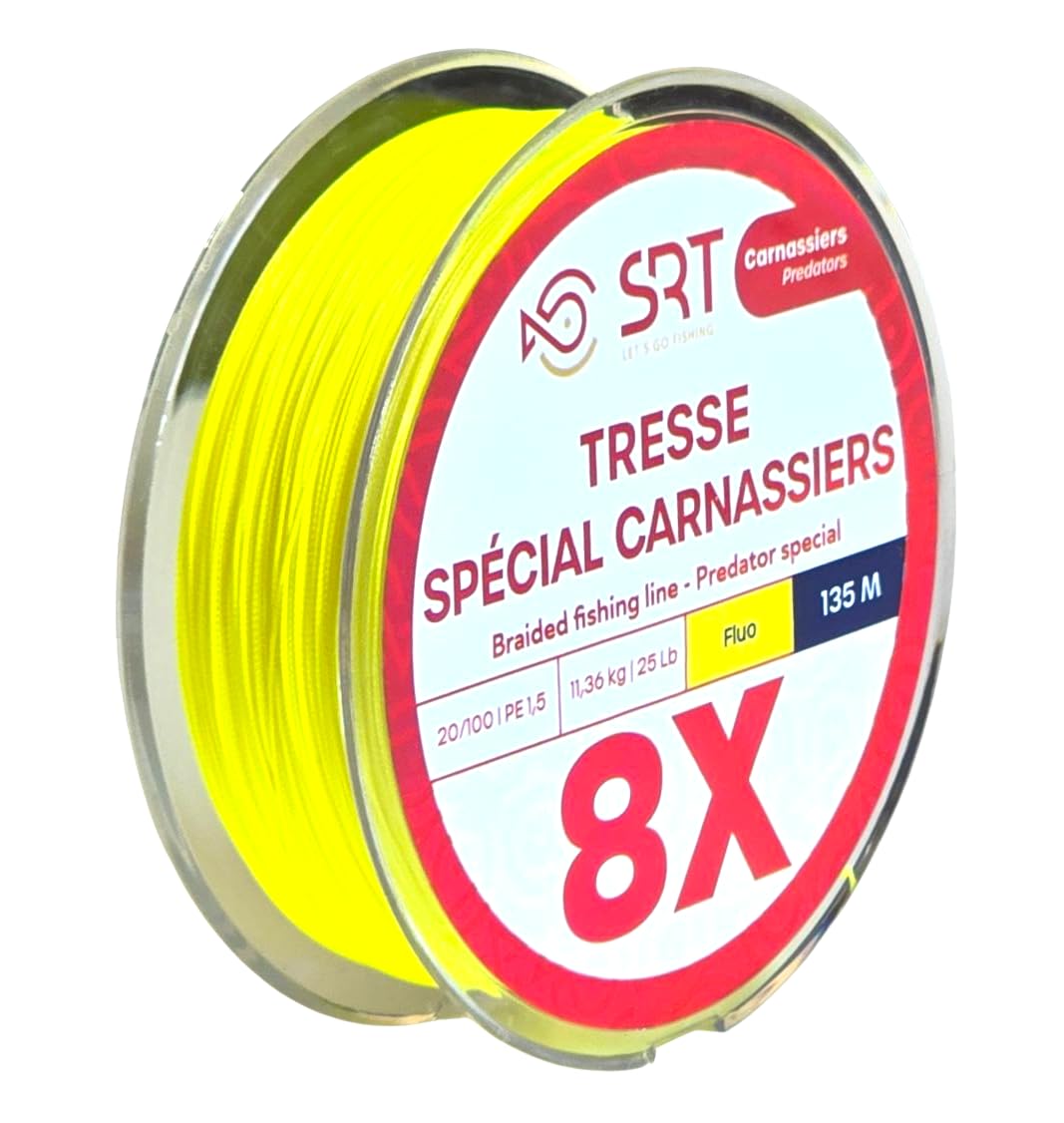 Lenza da Pesca, Surfcasting, Spinning e Bolognese, Trecciato 8 fili 135 Metri, Filo Nylon Resistente Pesca Mare e Acque Dolci, Nylon per Bricolage e Accessori, Fluo Yellow