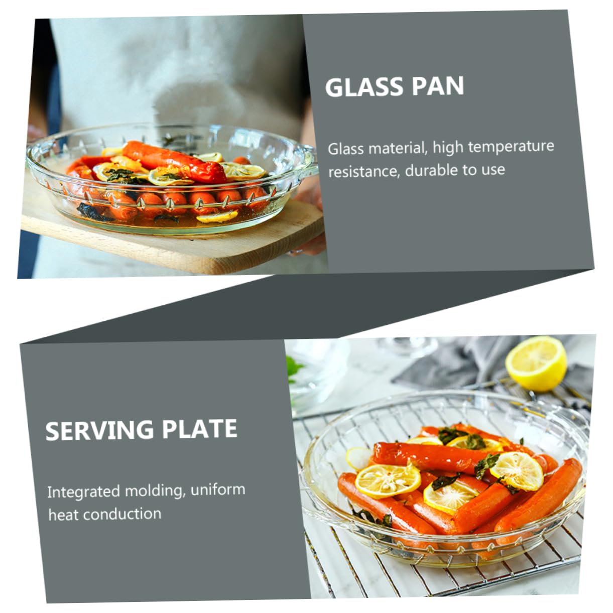 Piatto in Vetro Borosilicato Bianco per Forno e Microonde | Resistenza alle Alte Temperature, Conduzione Uniforme del Calore, Teglia per Cottura e Servizio