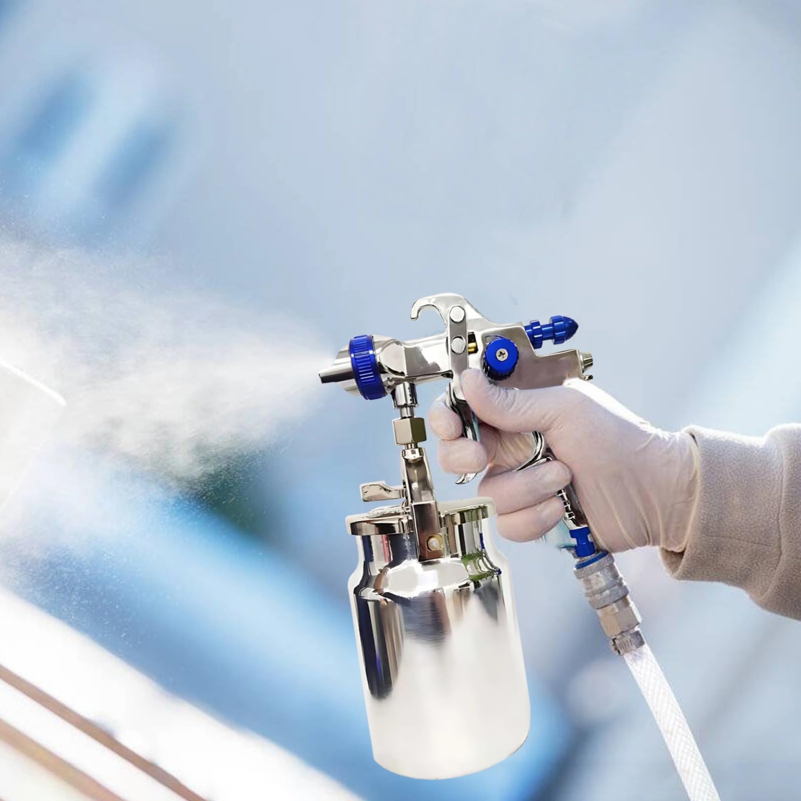 Malowanie motoryzacyjne i meble idealne, profesjonalny pistolet natryskowy Hvlp, akcesoria i klucz w zestawie, dysza 1,7 mm/0,2 cm, wysoka atomizacja, kontrola precyzji powietrza