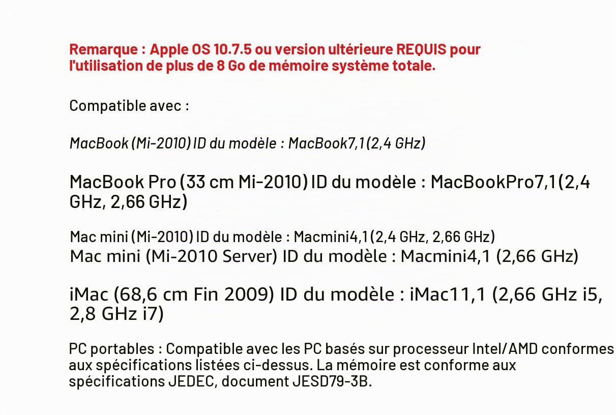 OWC 16 Go (2 x 8 Go) DDR3 PC8500 ECC Non 1066 MHz 204 Broches du Module mémoire So-DIMM (8566DDR3S16P), pour 2010 MacBook Pro, MacBook, Mac Mini et iMac 2009