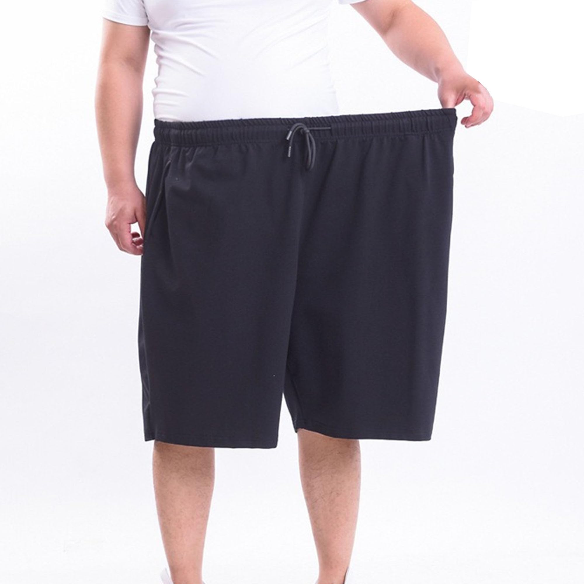 PHJTOMK Men's Big Tall Dry Fitted Active Athletic Performance Shorts Jersey Pocket Short Running Workout Activewear (Black,5X-Large)