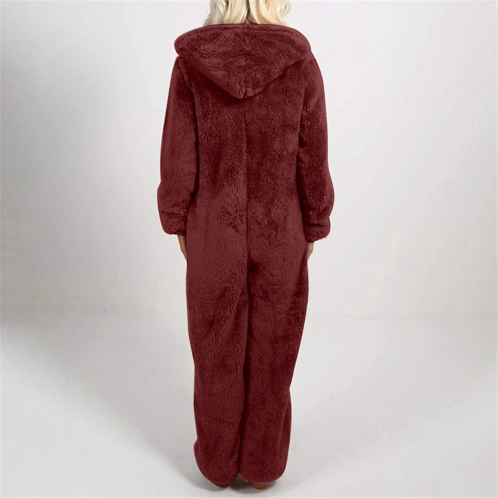 Tuta da donna, elegante, per adulti, da donna, in pile, casual, a maniche lunghe, tuta intera