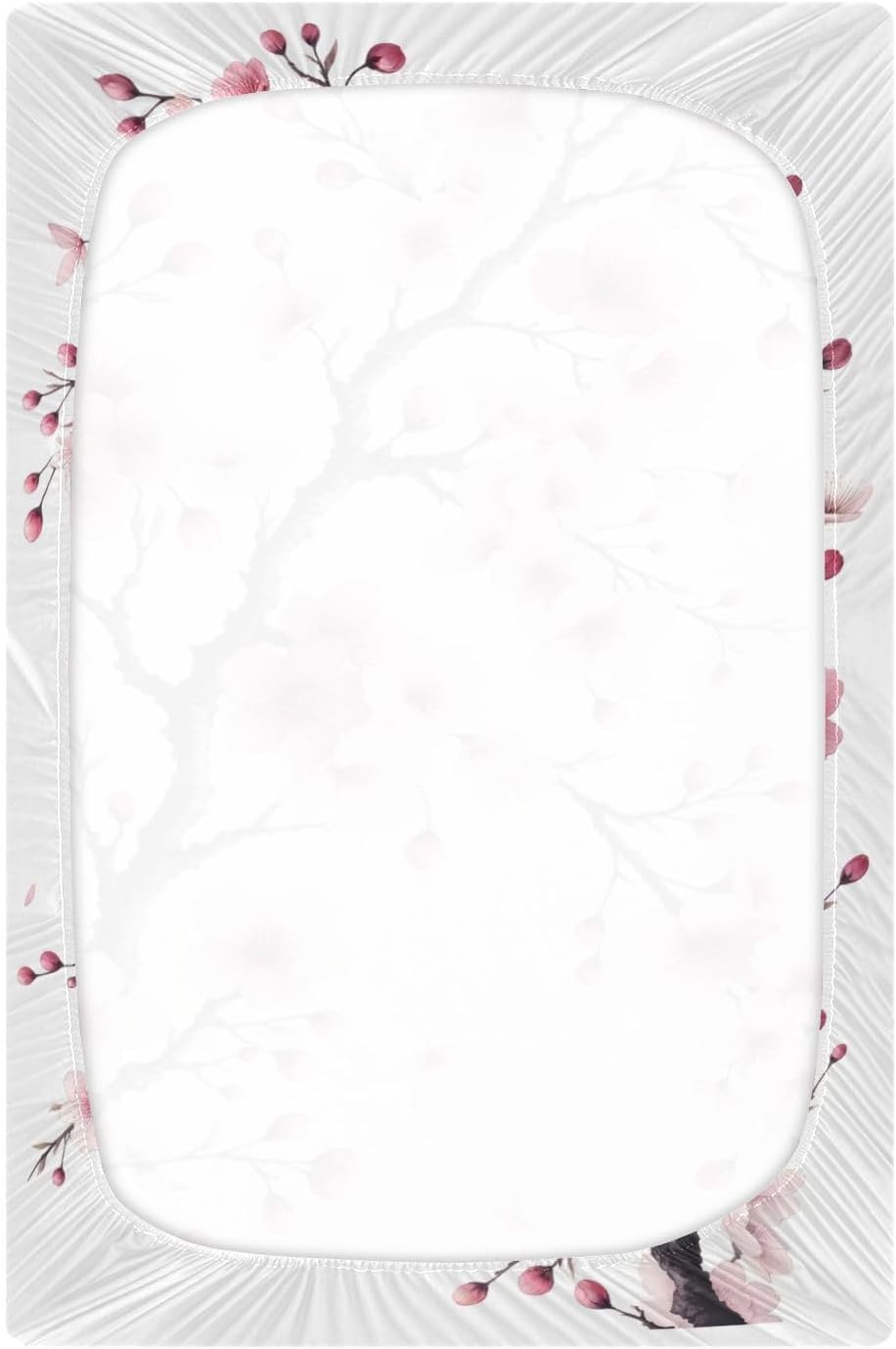 Pink Cherry Blossoms Flower Crib Sheets for Girls and Boys Fitted Baby Sheets for Standard Crib Toddler Bed Mattress Soft Baby Toddler Sheets 52 x 28 inch