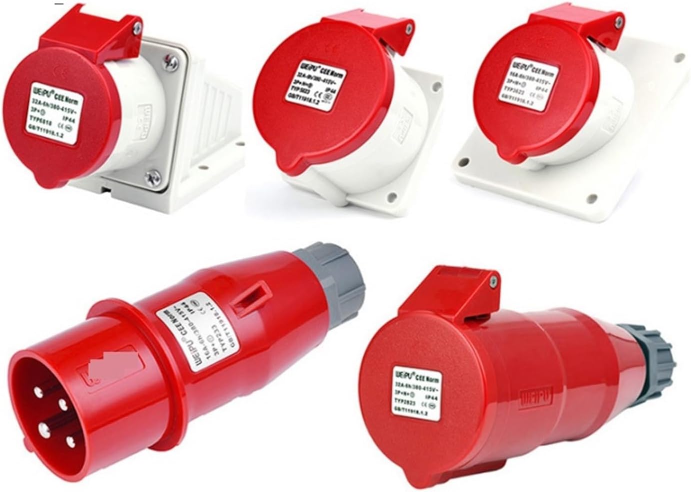 Industrial 4-pin 32A IP44 Round Mount Socket Incoming line Connector KL4-5b Suitable for Power Station Automation Equipment(Float Connector Set2)