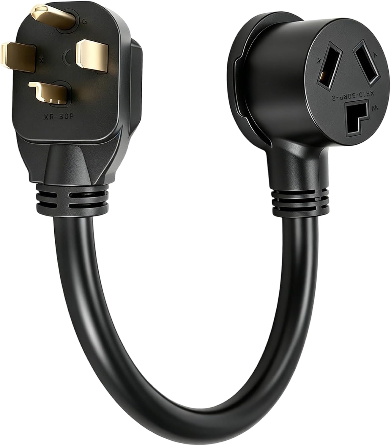 4 Prong to 3 Prong Dryer Plug Adapter, NEMA 10-30P to 14-30R, 1.5FT | Connects 4 Prong New Dryer Female to 3 Prong Old Dryer Male Receptacle, Ground Wire, 10 AWG, 30A 250V, 7500W