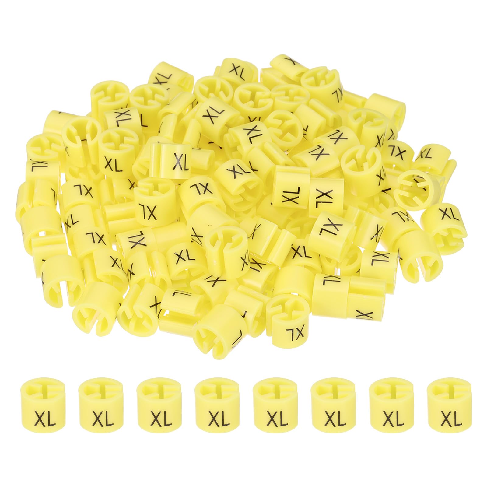 PATIKIL 120 Pcs Clothes Hanger Markers, XL Size Tags Fit 3mm Rod Garment Size Hanger Clips Color Coding Label for Clothing Hangers, Yellow