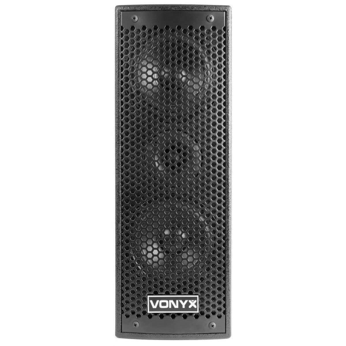 Vonyx VX1000BT PA Lautsprecher Set, Aktiv Musikanlage, 1000 Watt 2X Subwoofer, 2X Topteile, 2X Bi-amp Lautsprecherkabel, für Partys, Gigs und kleine Festivals, schwarz