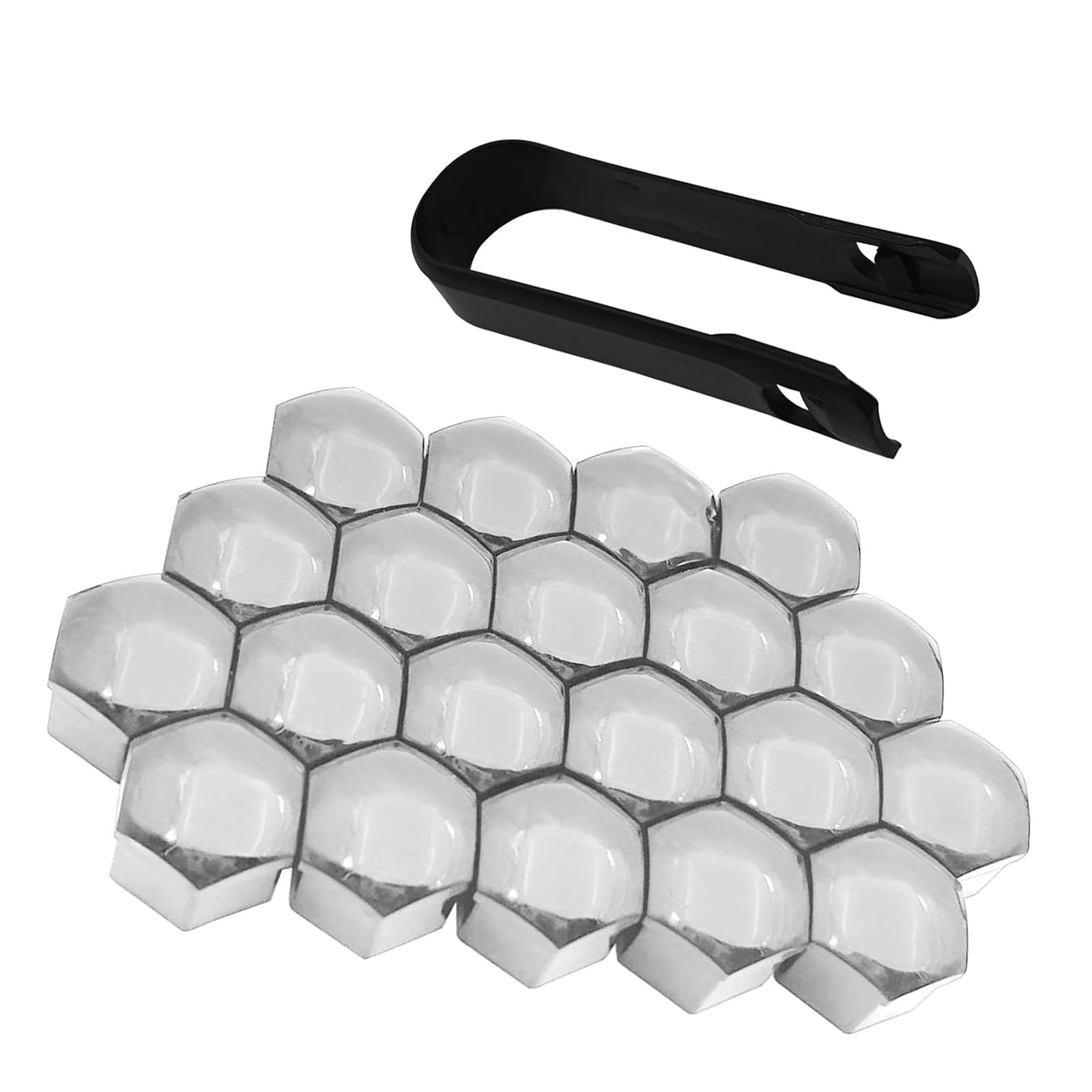 Tryagat 20 Pieces Full Coverage Dust Protection Wheel Hub Nut Covers For Bentley Bentayga (5 seats) 2016+, Firm ABS Material Exact Match Weather Resistant Rust Proof Removal Tool,Silver-21mm