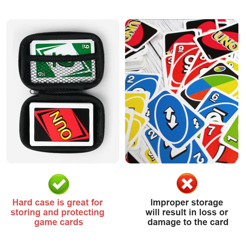 Aolso Estuche Funda Compatible con el UNO Juego de Cartas, 2 Piezas Organizador Portátil Impermeable Que, Caja de Almacenamiento para Tarjetas, Caja de Almacenamiento de Cartas(Negro/Rojo)