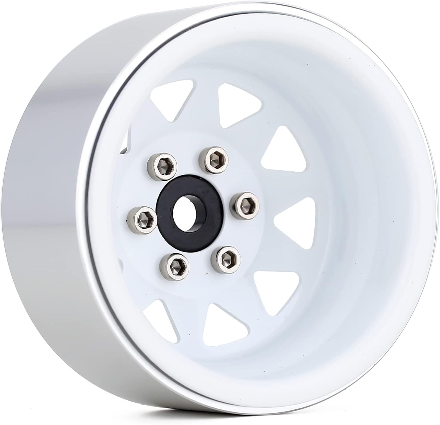 INJORA 1.9 Beadlock Wheel Rim Hub 4pcs Metal Rims for 1/10 RC Crawler Car TRX4 Axial SCX10 90046 (White)