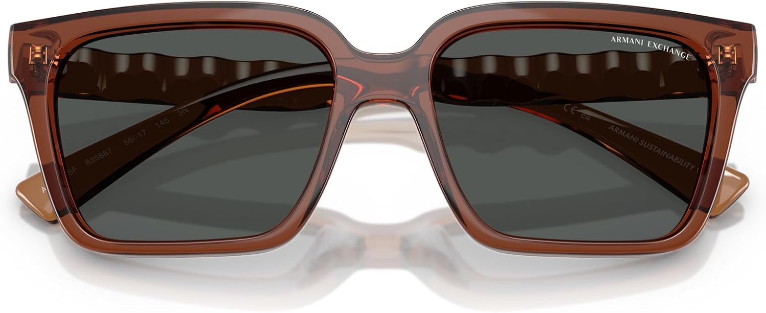 Armani Exchange mens Ax4147sf Low Bridge Fit Square Sunglasses