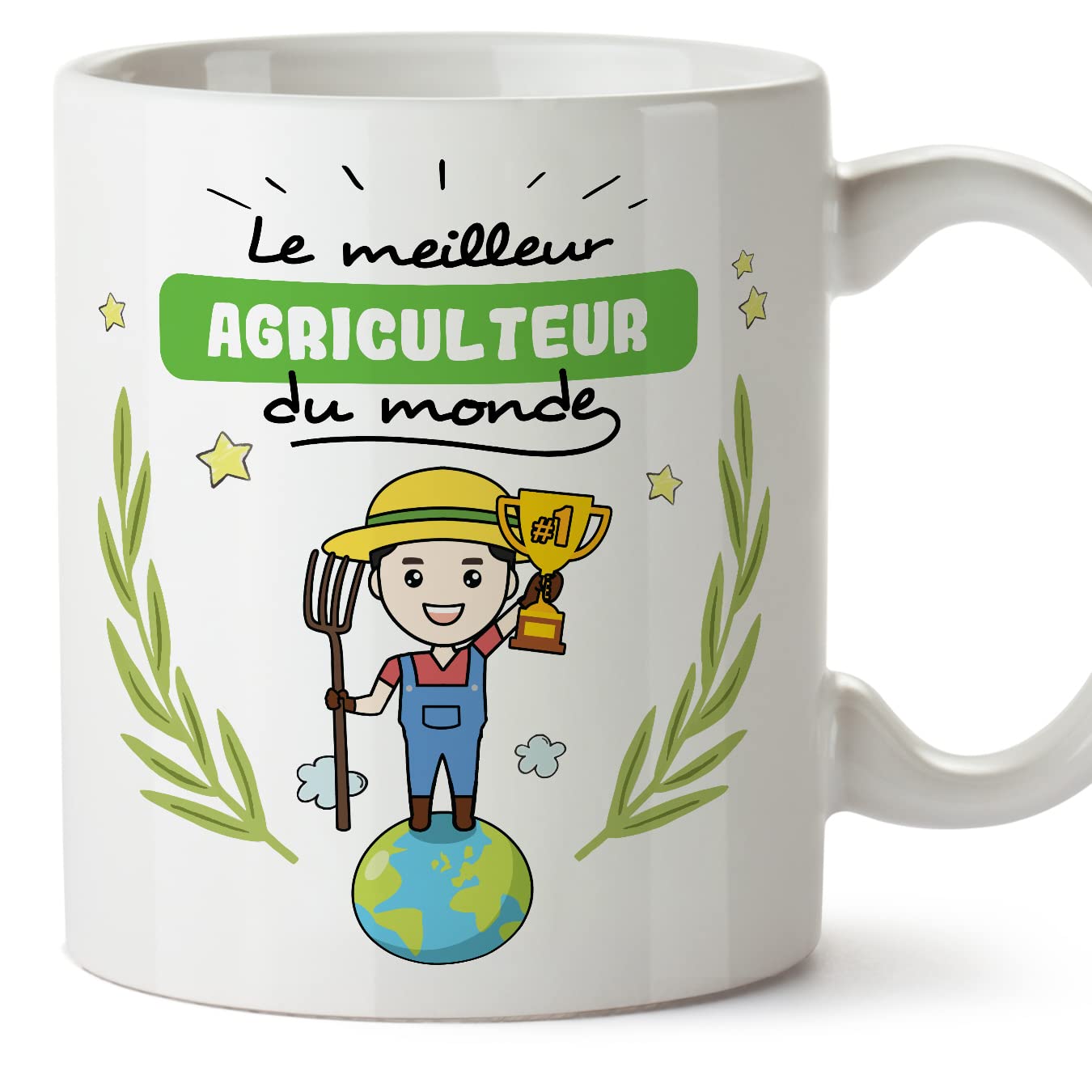 MUGFFINS Farmer Man Mug - in French - Meilleur du Monde - Funny Gift for Colleagues - Ceramic 11oz Mug