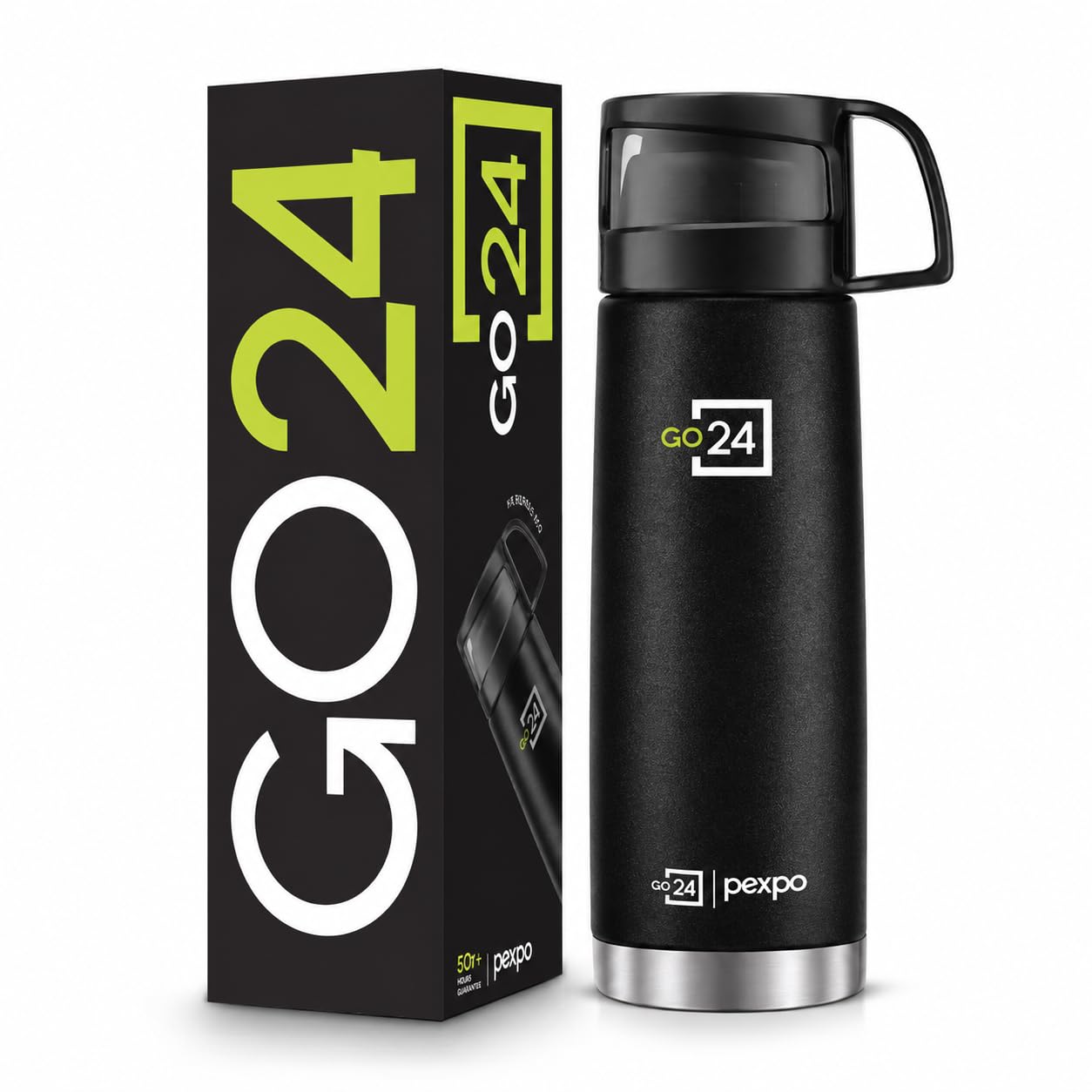Go24 pexpo Stainless Steel Water Bottle Fererro Knight Black 500ml