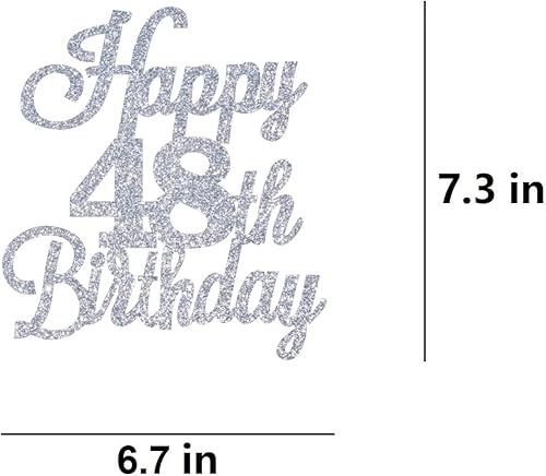 Miniatura 2 de Decoración para tartas de cumpleaños número 48 con purpurina plateada, decoración de cumpleaños de 48 años, decoración de cumpleaños de 48 años,