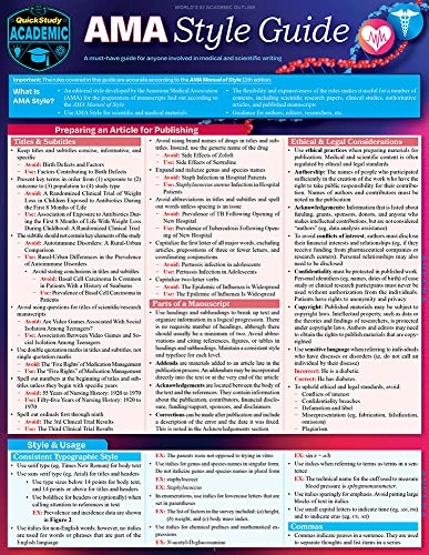 AMA Style Guide for Science & Medical Writing: QuickStudy Laminated Reference Guide
