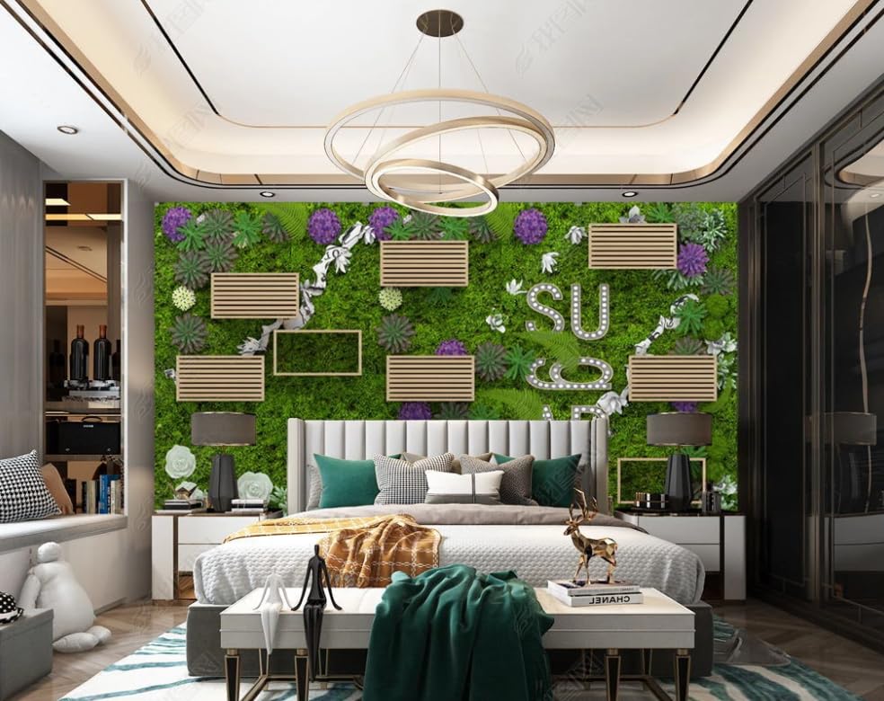Papier peint intissé plante verte au rendu tridimensionnel haut de gamme
