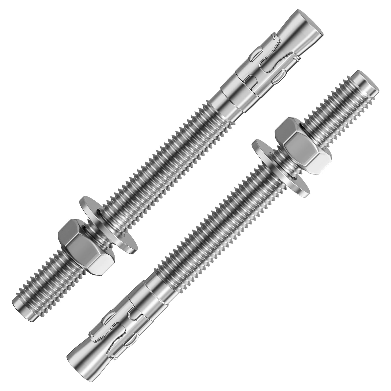 Wensilon 5Pcs 1/2x5-1/2 Inch Standard Fasteners for Heavy-Duty 304 Stainless Steel Wedge Anchors for Cement and Concrete