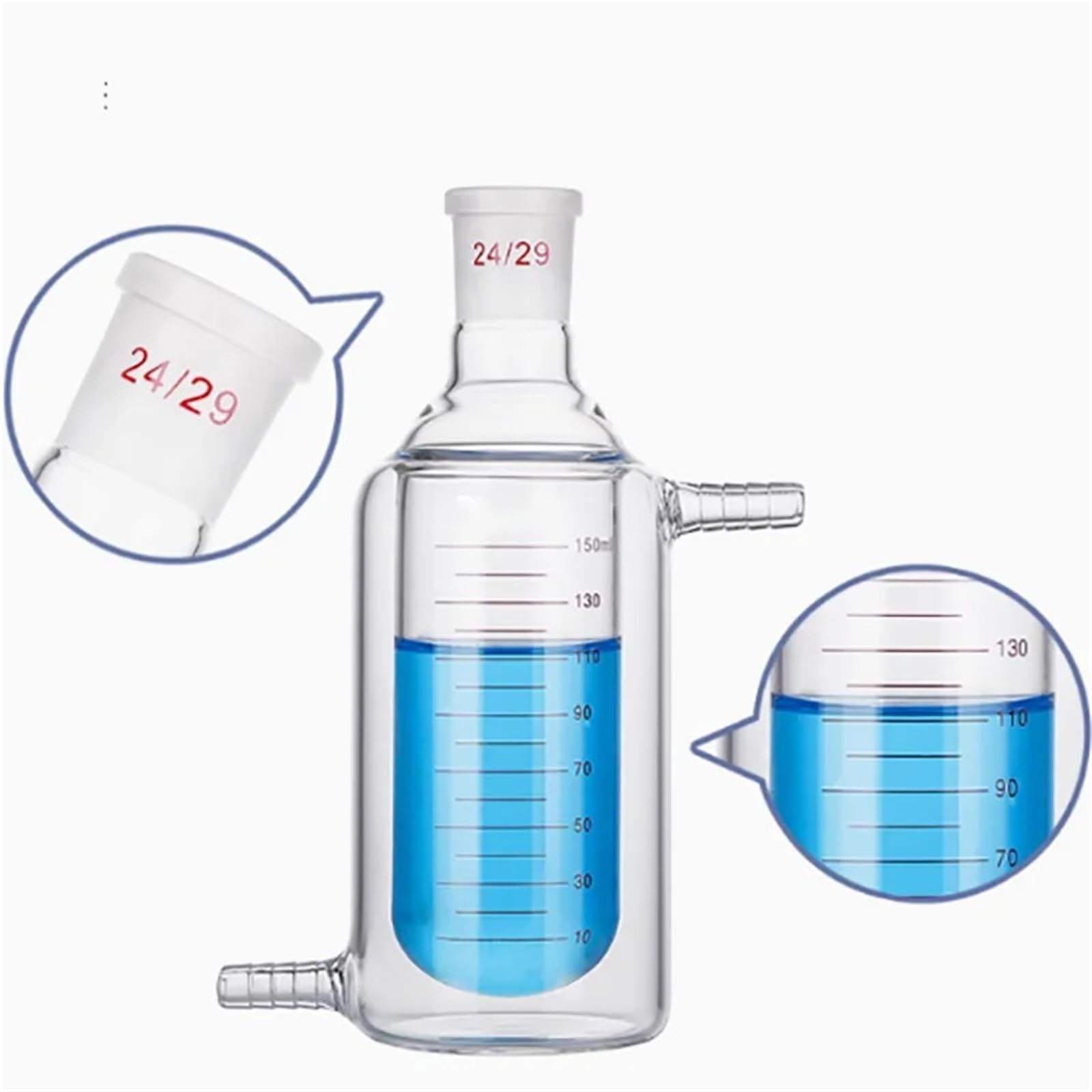 Doppelschichtige ummantelte Reaktionsflasche mit einem Port und Messkolben aus Gläser(Round 1000ml)