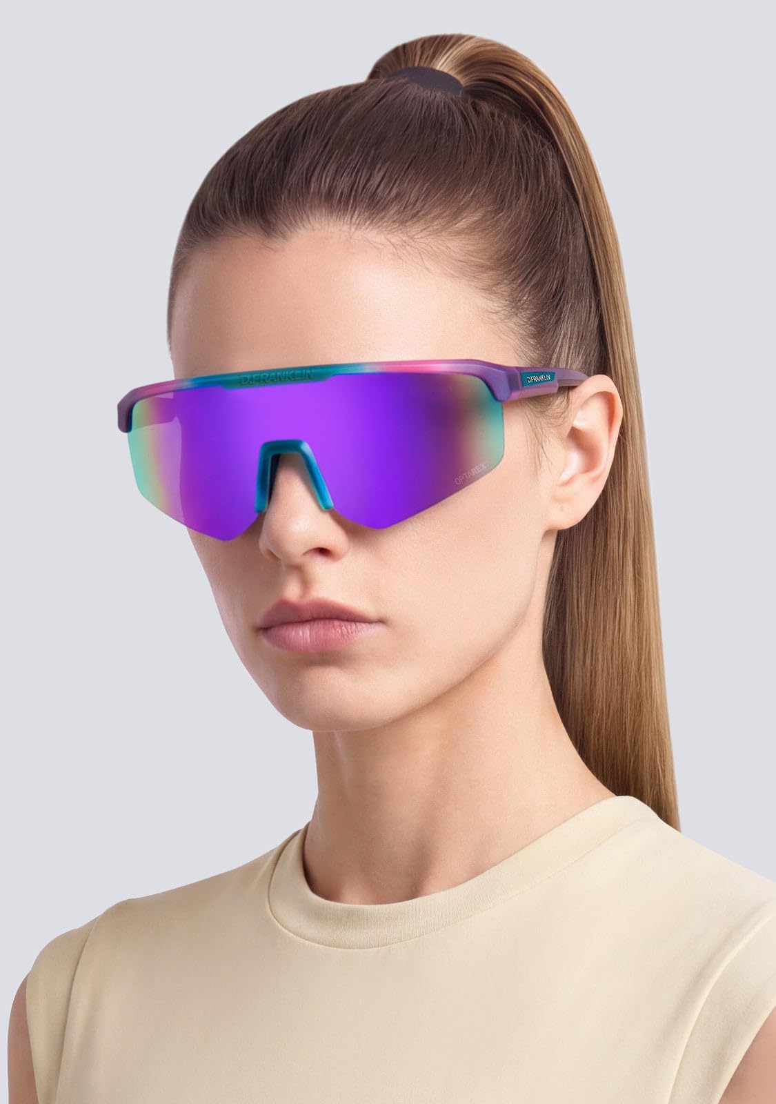 D.Franklin Occhiali da sole - Occhiali da sole sportivi con lenti polarizzate e protezione UV - Sport all'aperto - Modello hurricane - Rettangolari - Per uomo e donna - Sunglasses