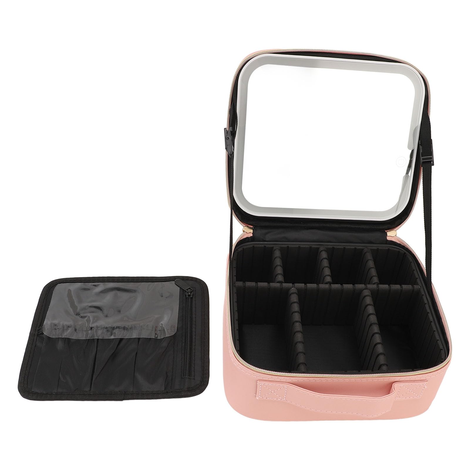 Borsa per trucco con specchio Organizzatore cosmetico viaggio di grande capacità Custodia portatile per gioielli Accessori elettronici Truccatori professionisti Viaggiatori