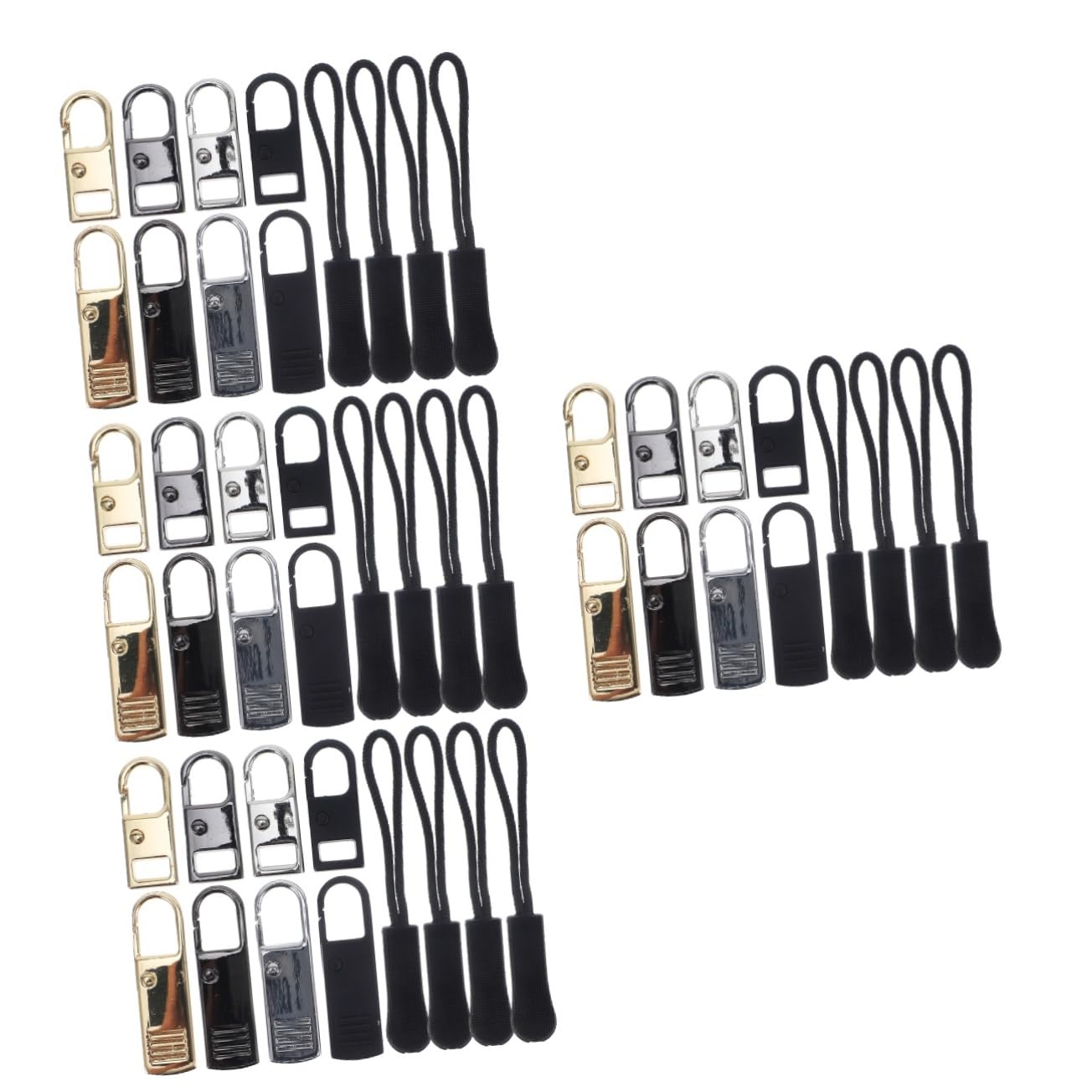 SEWACC 4sets Detachable Zipper Pull Tabs for Coats Jackets Backpacks Luggage Reusable and Lightweight Zipper Head Replacement for Easy Repair and Crafts 12pcs*4