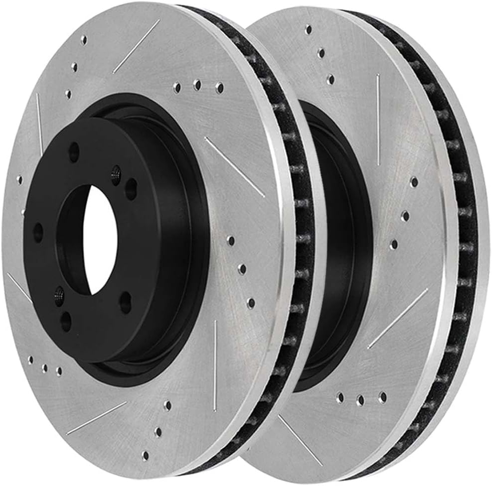 AutoShack Front Vented & Rear Solid Drilled & Slotted E-Coated Brake Rotors + Ceramic Pads 12-PC Brake Kit Replacement for 2010-2013 Kia Forte 2010-2013 Kia Forte Koup ShadowGuard