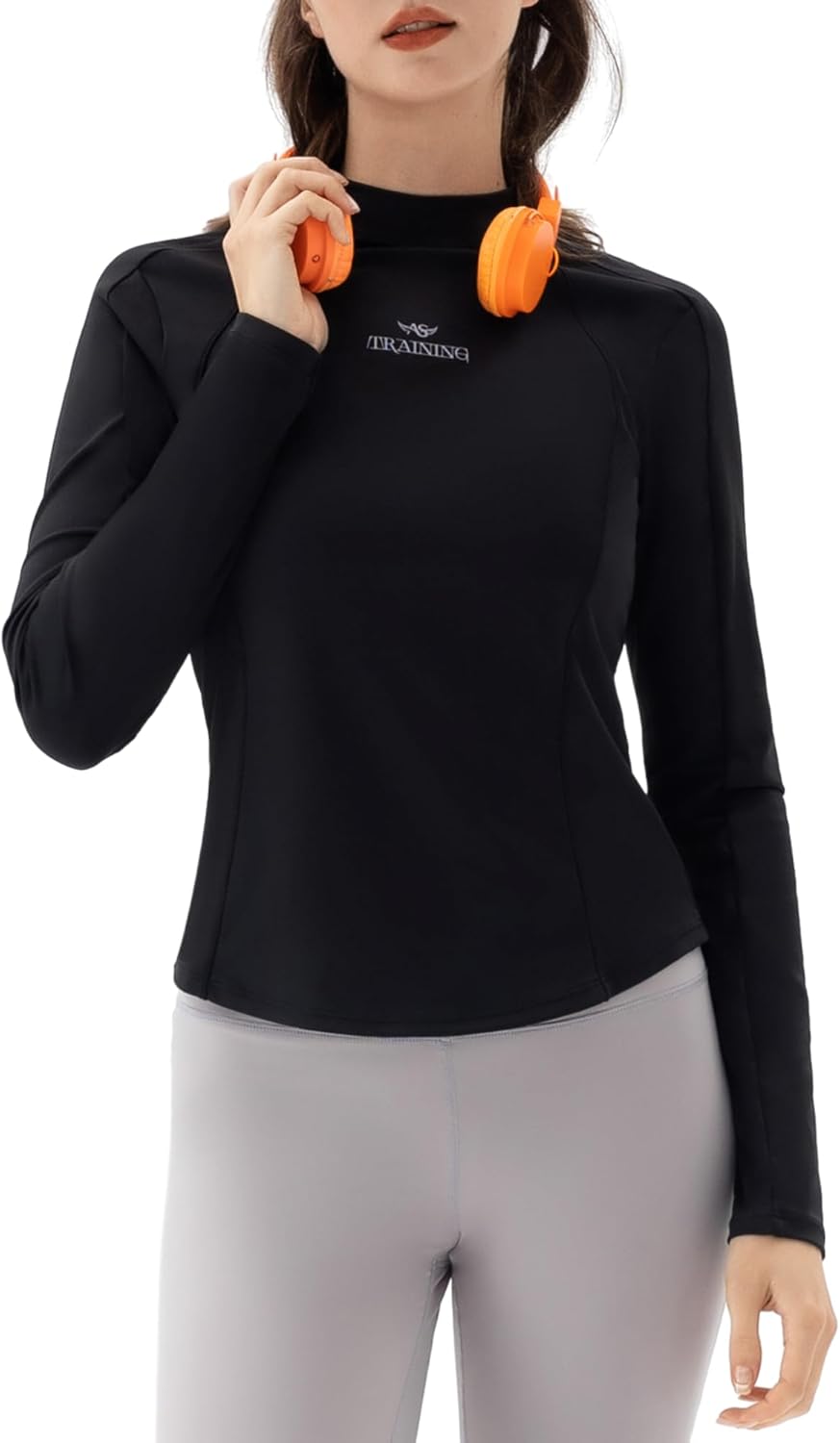 Angel season Women's Long Sleeve Athletic Sun Shirts Rash Guard Stretch Hiking Running Yoga Tops Outdoor, Black Size XL - Image 8