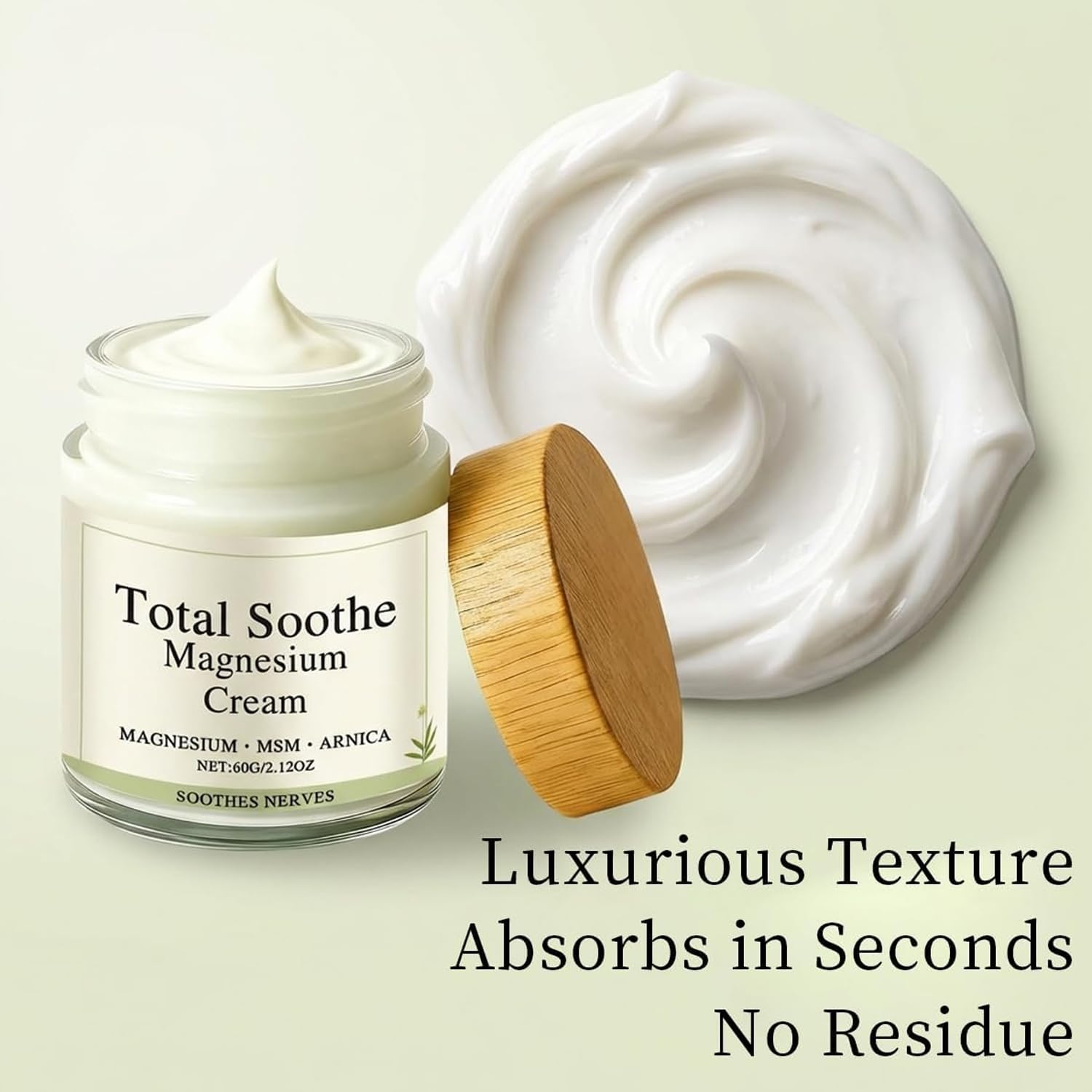 Total Soothe Magnesium Cream, Magnesium MSM & Arnica Muscle Relief Cream for Joints, Knees & Back, Fast-Absorbing, Non-Greasy Body Moisturizer for Muscle Soreness & Recovery-2.12 oz — view 3