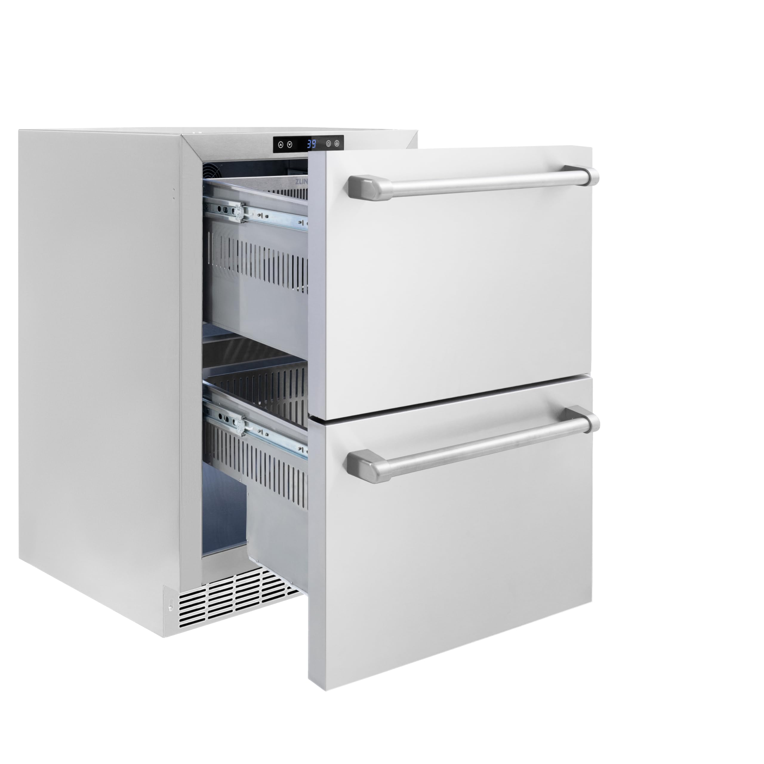Z Line Kitchen And Bath ZLINE 24 In. Touchstone 168 Can Outdoor-Rated Dual Refrigerator Drawer With Stainless Steel Doors (Rdso-St-24) on Fridge.com - View 3