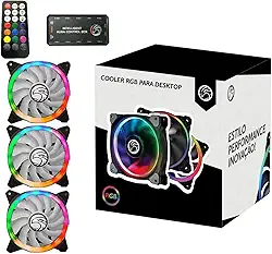 Kit 3 Cooler Ventoinha Fan Rgb 120mm 12cm Bpc-Kdl-Argb Controle Remoto e Hub