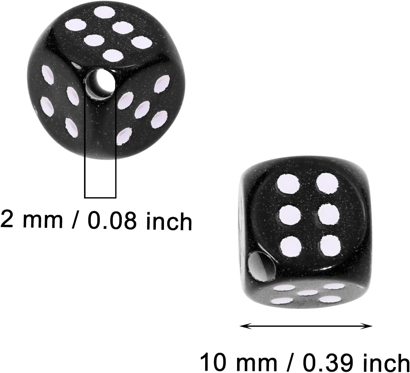 Tupalizy 10mm Acrylic Dice Beads Small 6 Sided Dice Charms for Bracelets Jewelry Making Keychain Necklaces Earrings DIY String Crafts Board Games Classroom Family Party Gifts,30PCS (Black) - Image 2